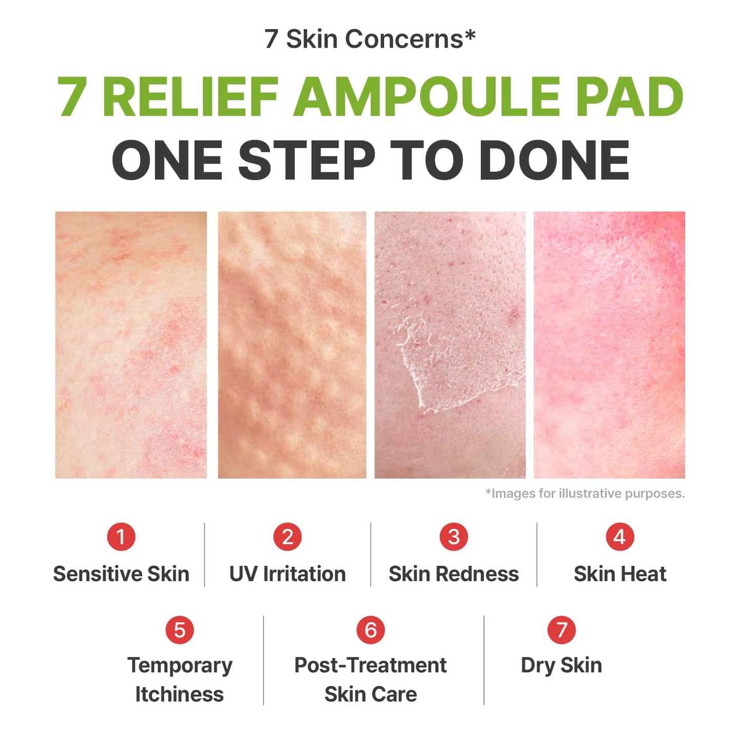 Rbfy. 7 Relief Pure Centella Ampoule Toner Pad, Calming & Soothing, Redness Reduction and Hydrating for Sensitive, Dry and Stressed Skin, Hypoallergenic, For the Whole Family, Korean Skincare, 60 Pads