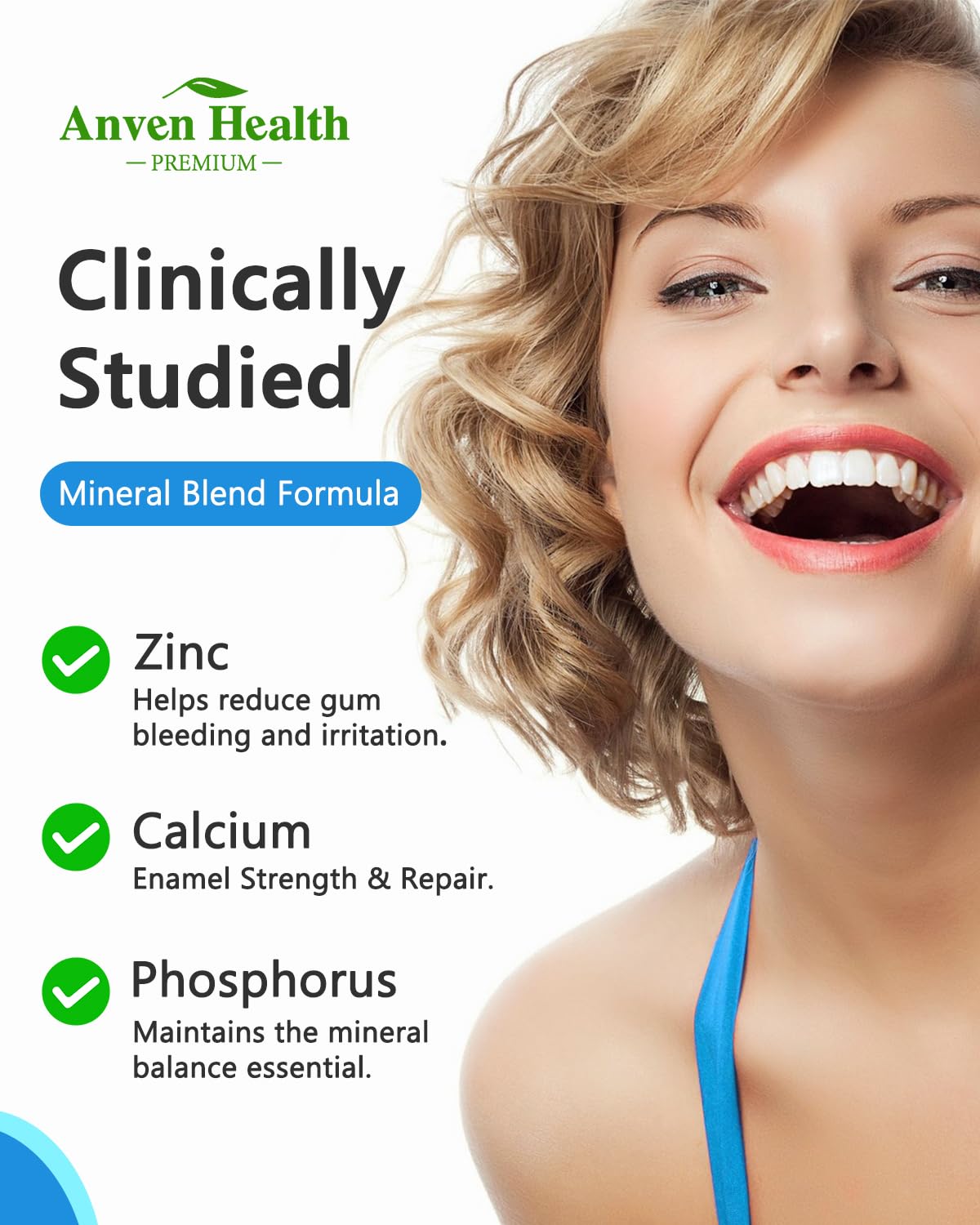 Anven Health Oral Probiotics Lozenges for Fresh Breath & Gum Support - Mineral Fusion with Zinc + Calcium for Dry Mouth Comfort, Enamel Care, Mint Flavor with Xylitol - 90 Lozenges, Sugar-Free