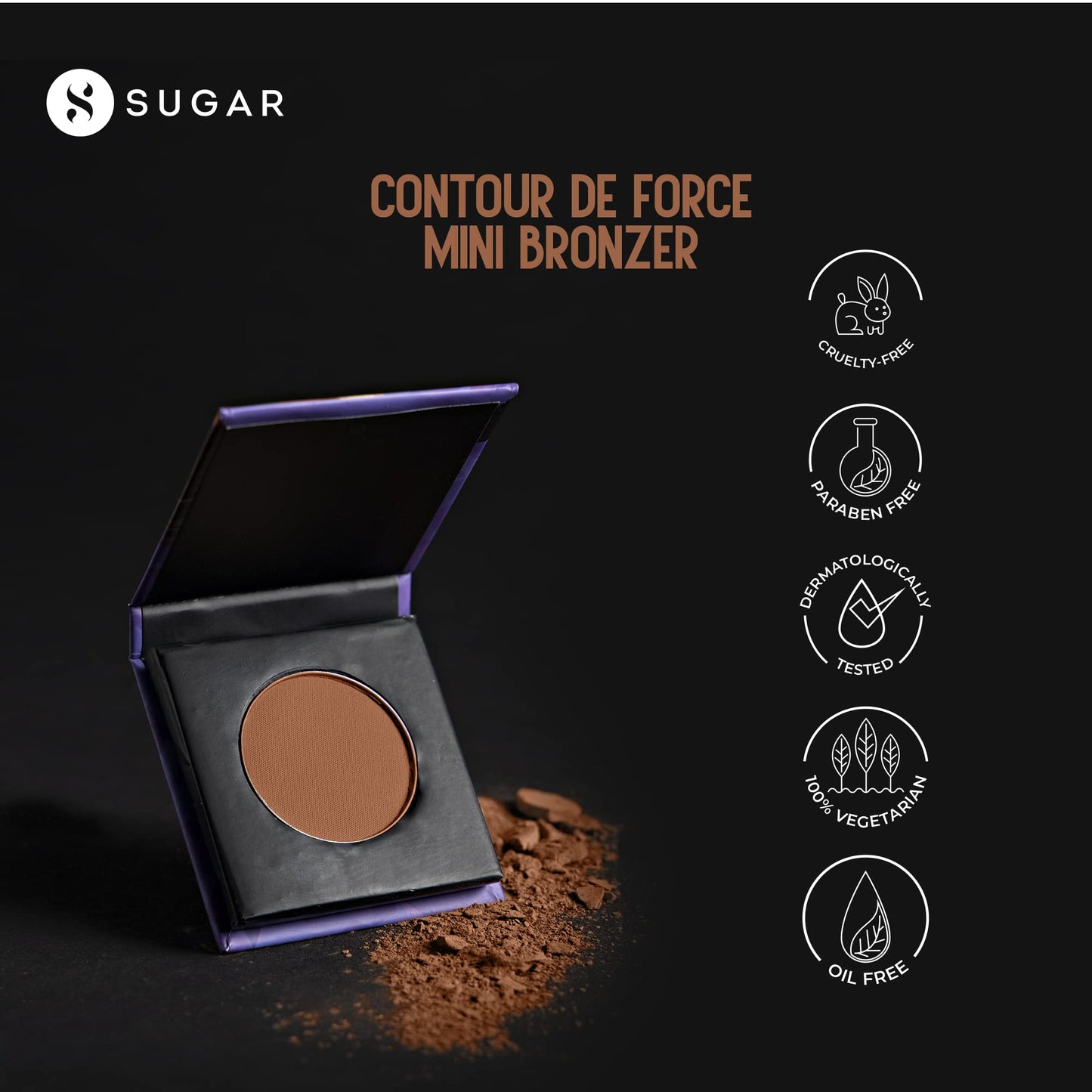 SUGAR Cosmetics Contour De Force Mini Bronzer - 02 Woody Wonder (Warm Brown) | Light Weight | Blendable & Long Lasting Lightweight, Easily Blendable, Illuminating Bronzer, Matte Finish