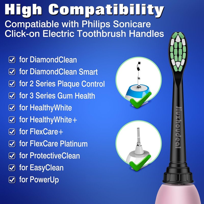 Philips Sonicare Replacement Brush Heads - 10-Pack Compatible Electric Toothbrush Heads | Black