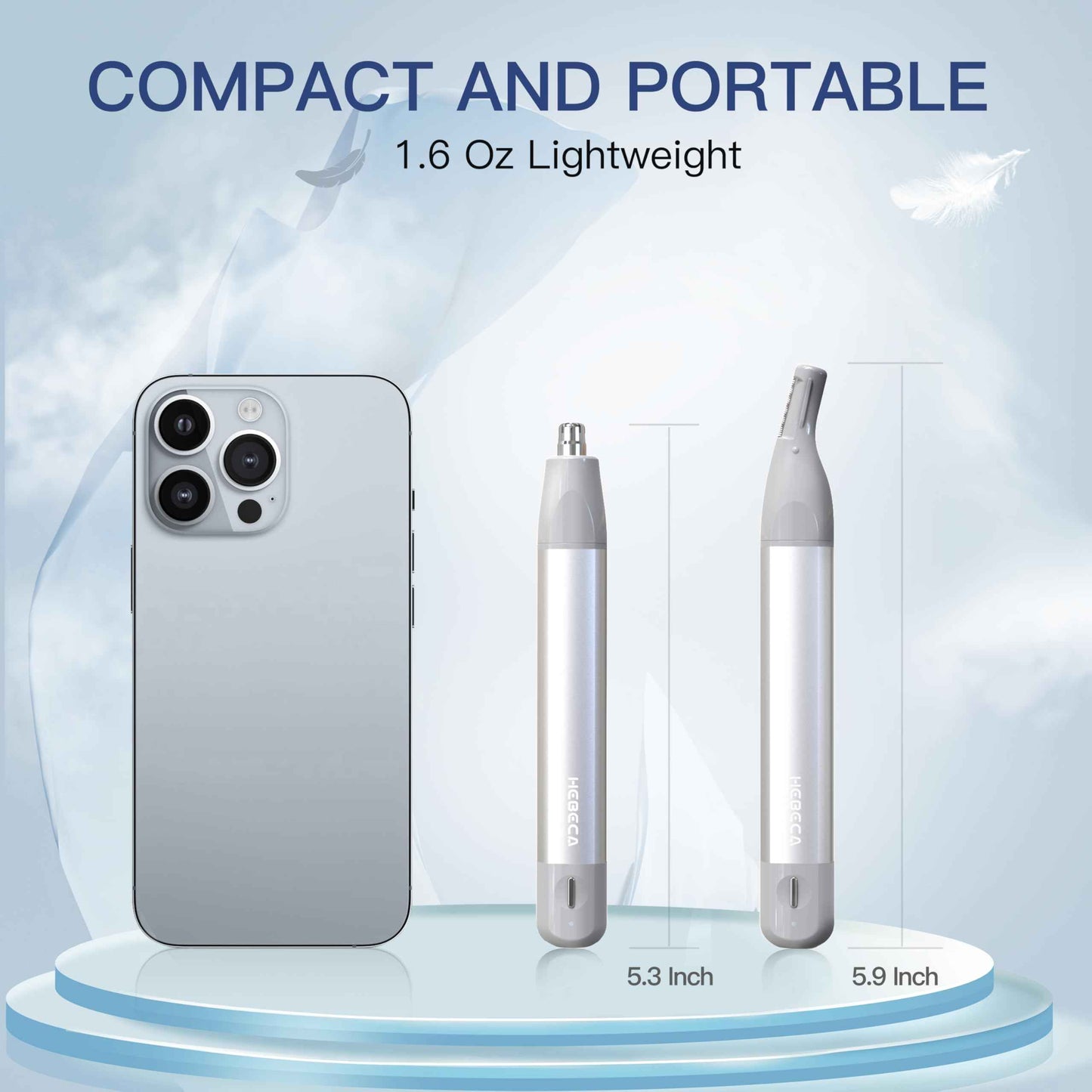 Nose Hair Trimmer for Women 3in1 Facial Hair Removal Trimmers- Rechargeable, Waterproof, Portable with Travel Bag- Trims Nose, Ear, Eyebrow, Peach-Fuzz, Lips, Chin Face Hair Remover (Silver Grey)