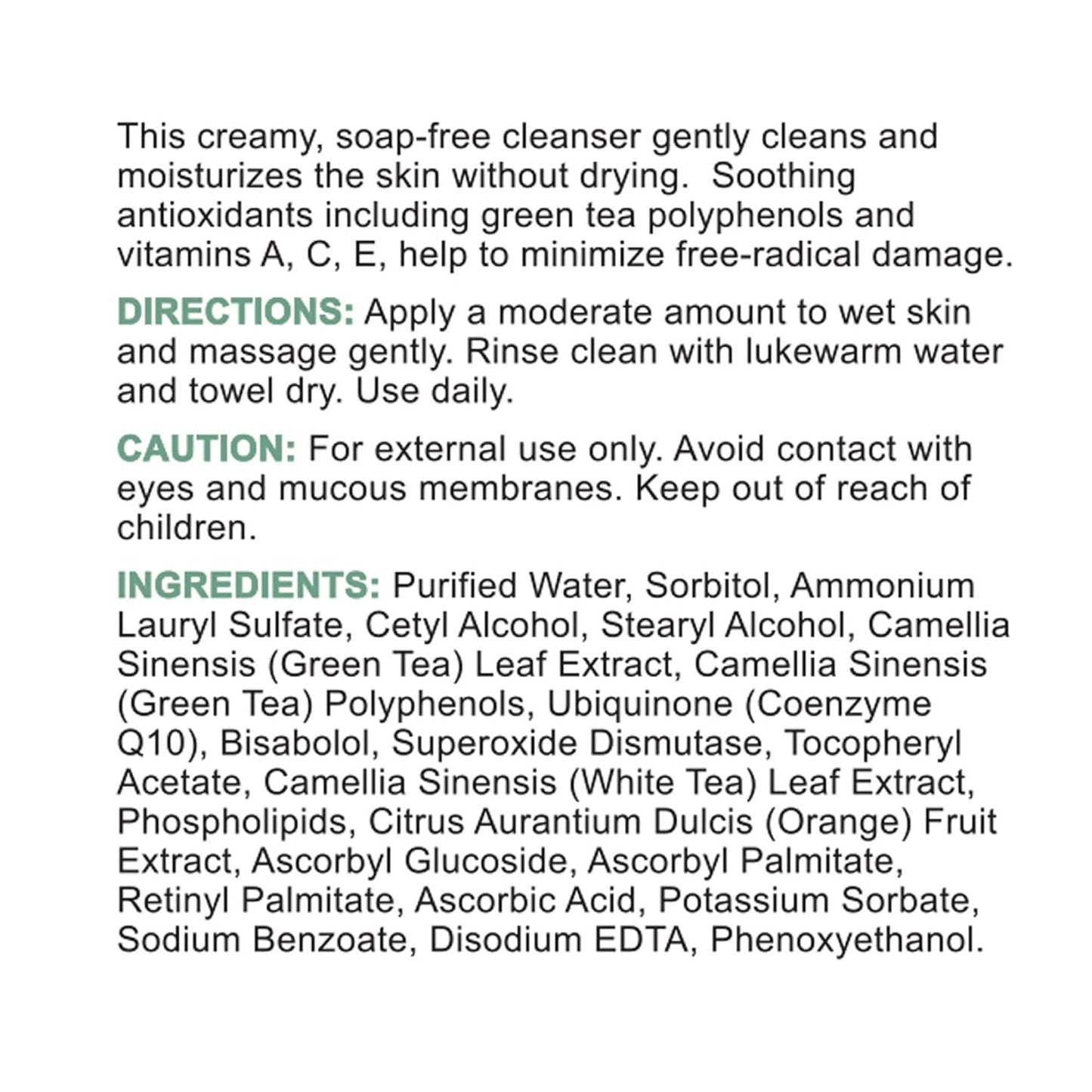 Replenix Green Tea Facial Cleanser - Soothing Medical-Grade Face Wash for Sensitive Skin | 6.7 fl. oz