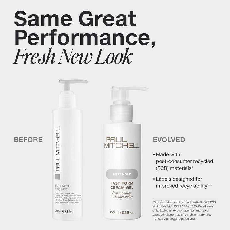 Paul Mitchell Fast Form Styling Cream Gel - Soft Hold & Faster Styling for All Hair Types