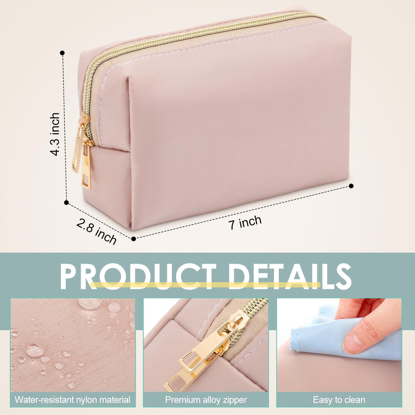 Kigeli 12 Pcs Nylon Makeup Bag Bulk Cosmetic Pouches Preppy Cosmetic Bag for Women Waterproof Travel Zipper Organizer Little Outdoor Accessory Makeup(Nylon, Foam,Morandi)
