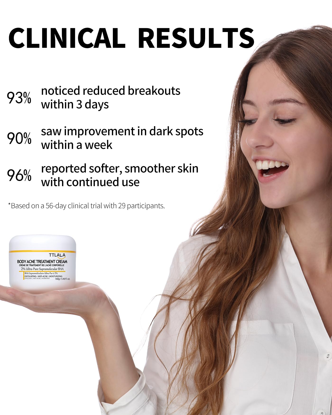 Butt Acne Clearing Treatment, Moisturizer Cream with 2% Salicylic Acid, Tea Tree Oil & Witch Hazel, Body Back Acne Treatment, Cystic Acne Treatment for Skin Delicate and Smooth 5.4oz