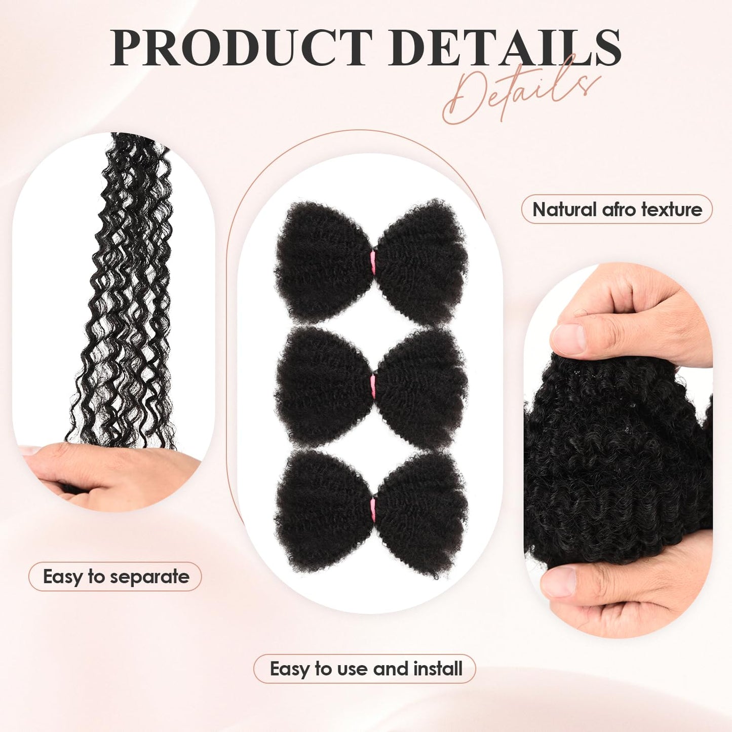 Teresa Springy Afro Twist Human Hair for Braids and Dreadlocks, Natural and Soft pre Fluffed Spring Twist Hair Can be Dyed and Bleached (12 Inch, 50g/Pack)