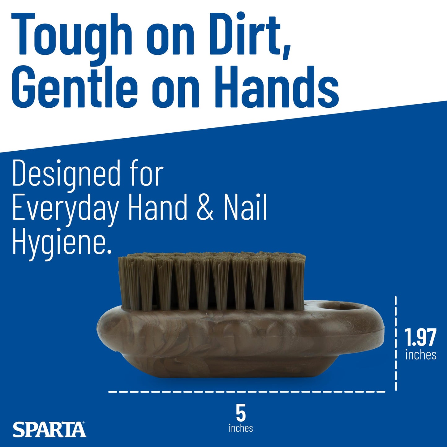 SPARTA 5 Inch Hand and Nail Brush with Stiff Center Bristles, Soft Outer Bristles, Larger Polypropylene Body, Color Coded Scrub Brush for Commercial Foodservice Use, Brown