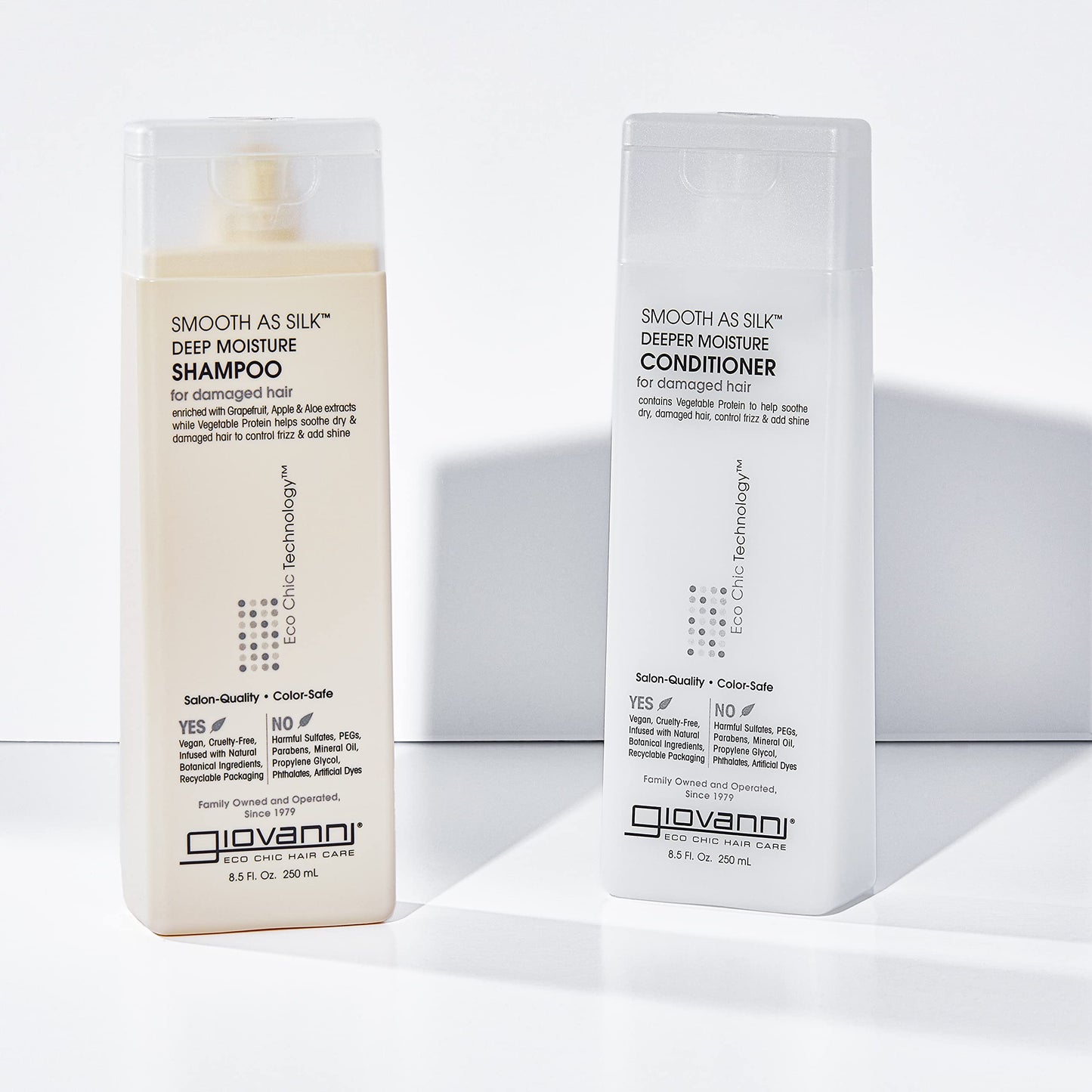 GIOVANNI Smooth As Silk Deeper Moisture Conditioner - Calms Frizz, Adds Moisture, Detangles, Wash & Go, Co Wash, Infused with Natural Botanical Ingredients, Color Safe, Sulfate Free - 8.5 oz (3 Pack)