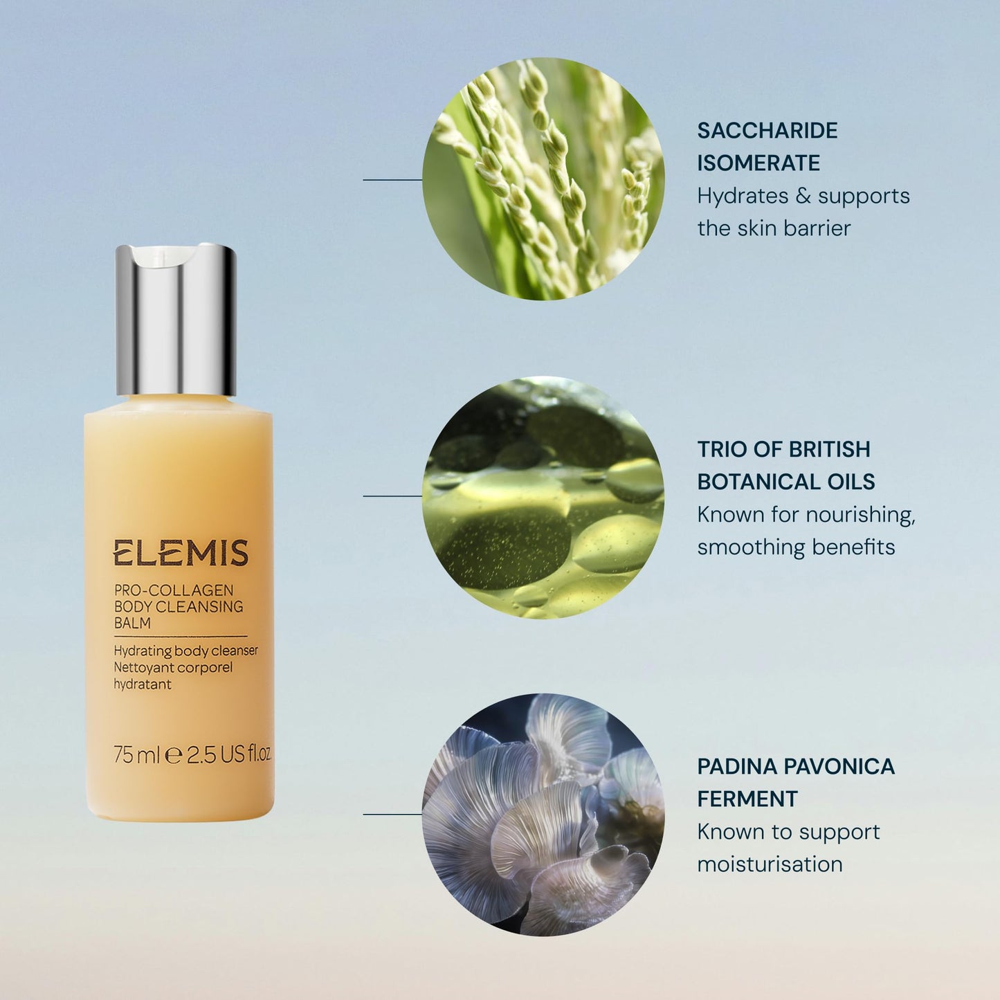 ELEMIS Pro-Collagen Body Cleansing Balm, 3-in-1 Hydrating Body Wash, 75ml
