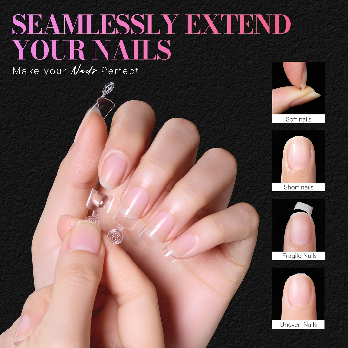 Makartt Short Square Nail Tips: 504 PCS Half Cover Pre-shaped Acrylic Nail Tips, Half Matte, 15 Sizes, False Nails - Easy-to-go Nail Extensions Manicure Supplies Salon DIY at Home