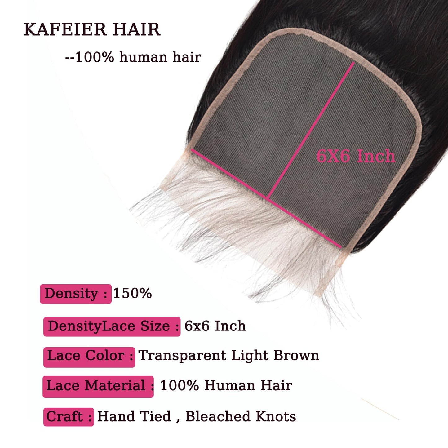 6x6 Hd Lace Closure Straight Free Part Unprocessed Virgin Brazilian Human Hair Lace Pieces With Baby Hair Bleached Knots Wet And Wavy Sew In Hair Extensions Natural Color 14 Inch