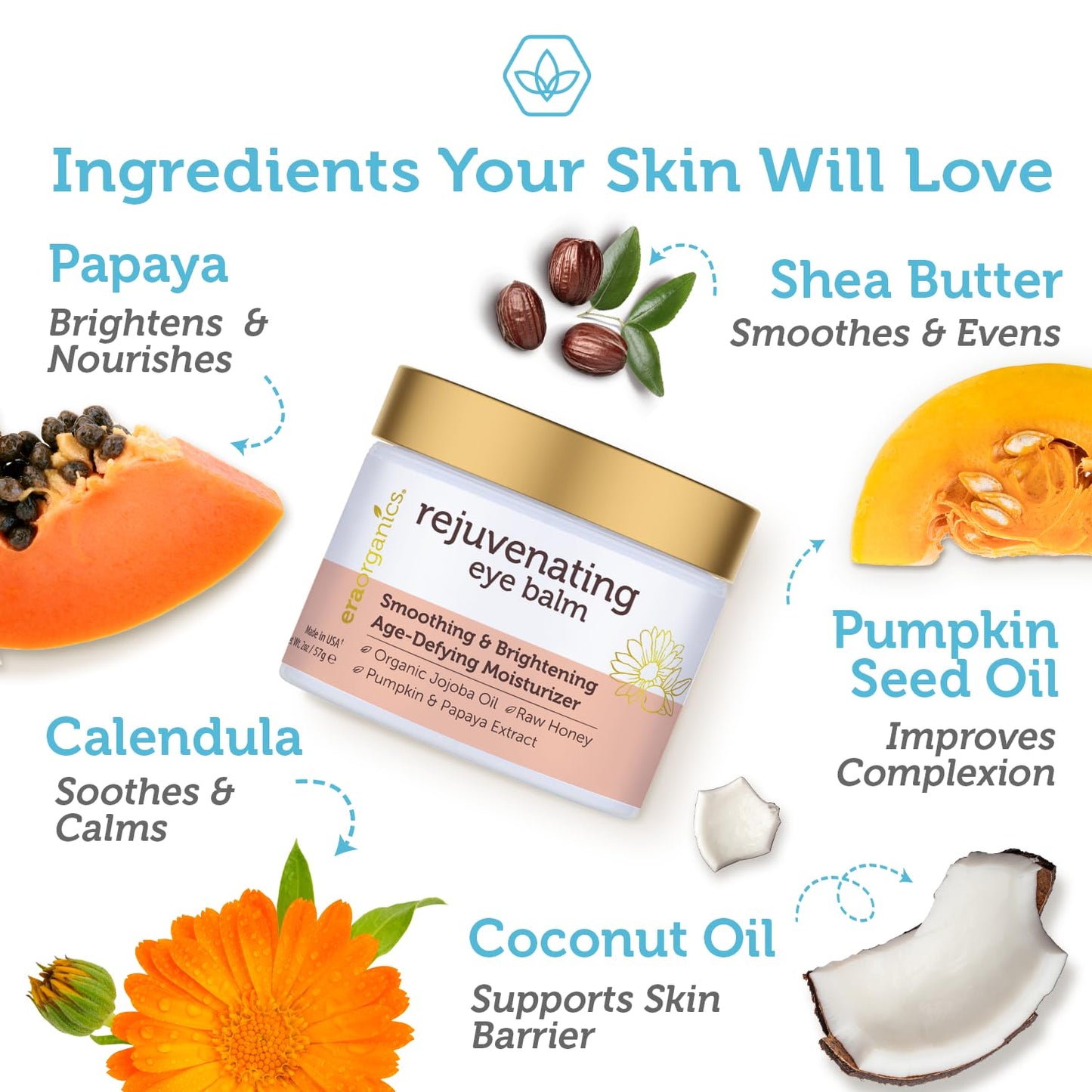 Vitamin C Face Cream & Organic Eye Balm | Nourishing Anti-Aging Formula for Fine Lines & Puffiness - Made in USA, Safe for Sensitive Skin