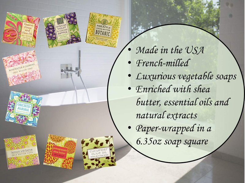 Greenwich Bay Cleansing Spa Soap, Shea Butter, and Cocoa Butter. Blended with Loofah and Apricot Seed, No Parabens, No Sulfates 6.35 Ounce (3 Pack) (Lavender Chamomile)
