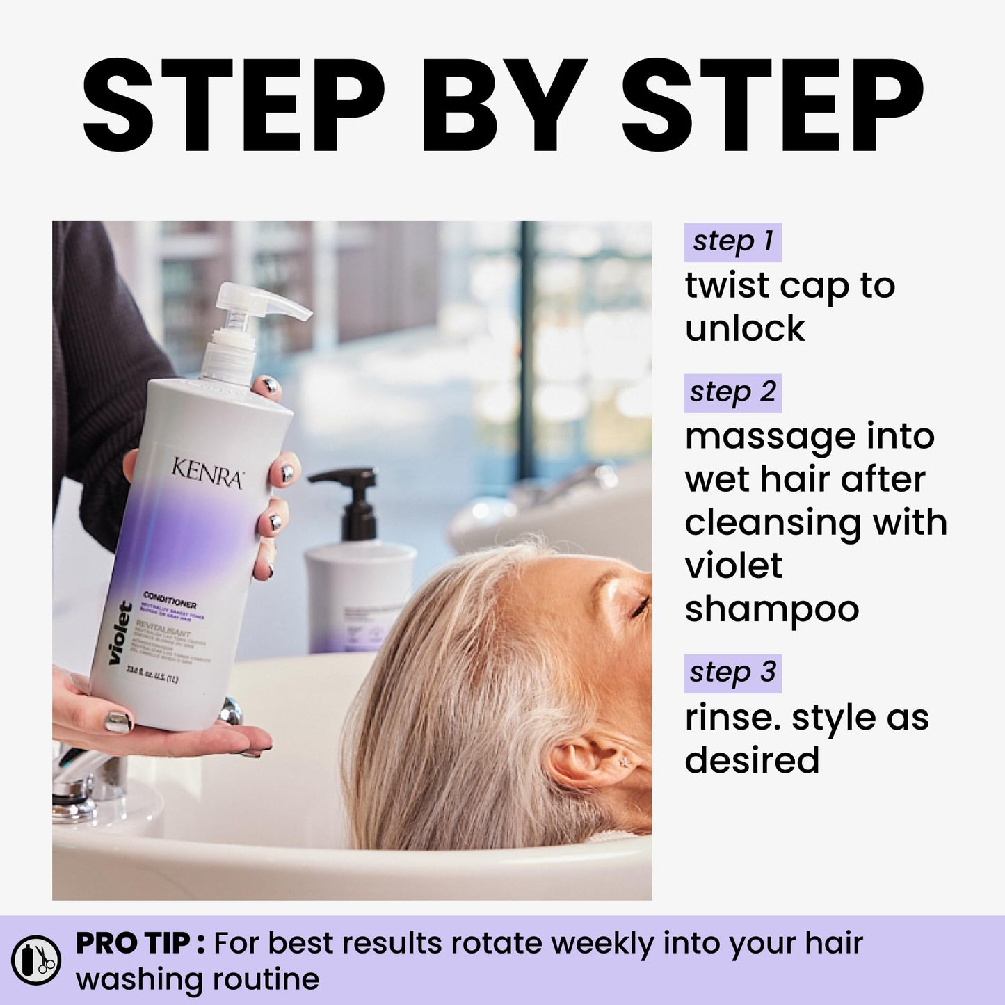 Kenra Professional Violet Conditioner | Eliminates Brassy Tones | Purple Pigment + Deposit | Neutralizes Yellow | Moisturizes Processed Hair | Enhances Vibrancy of Blonde or Gray Hair | Color Safe