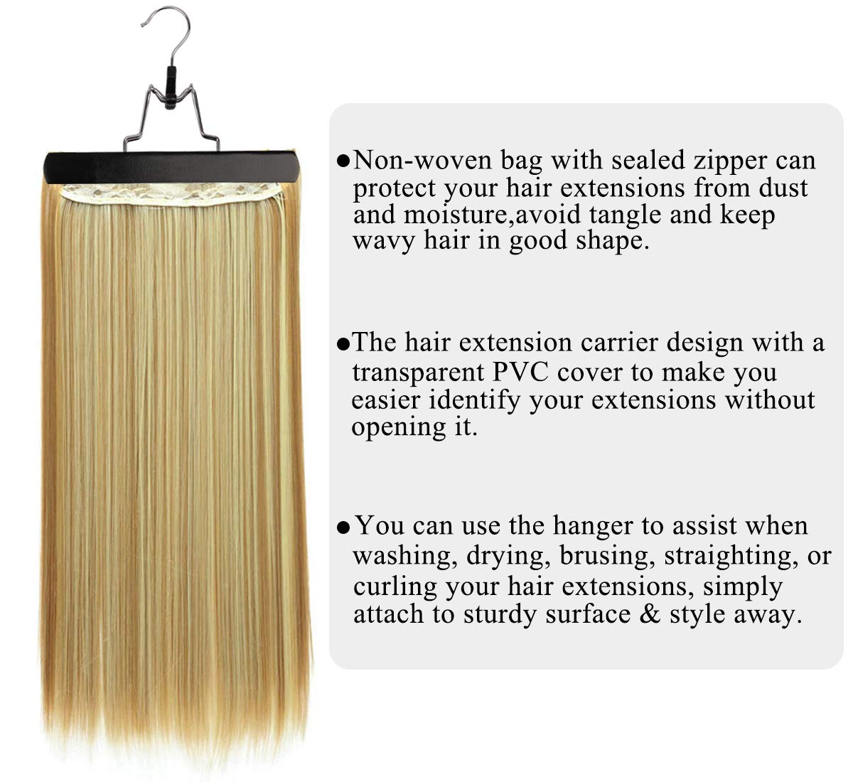 10 Pack Hair Extension Storage Bag Hair Extension Hanger Strong Holder Dust-proof Portable Suit with Transparent Zip Up Closure- Lightweight, Waterproof and Portable (Black)