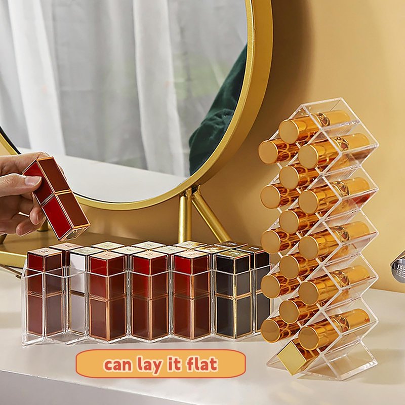 Cedilis 4 Pack Acrylic Lipstick Holder Organizer, 64 Slot Clear Lip Gloss Storage Organizer, Fish Shape Lipstick Display Stand Tower for Cosmetic Makeup and Dresser Display