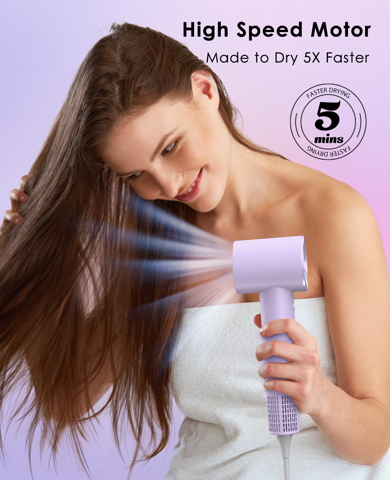 OSOU Hair Dryer, Negative Ionic Hair Dryer, High-Speed Blow Dryer with 110, 000 RPM Brushless Motor, Fast Drying Lightweight Travel Hairdryer, Low Noise Home Hair Dryer with Smooth Nozzle