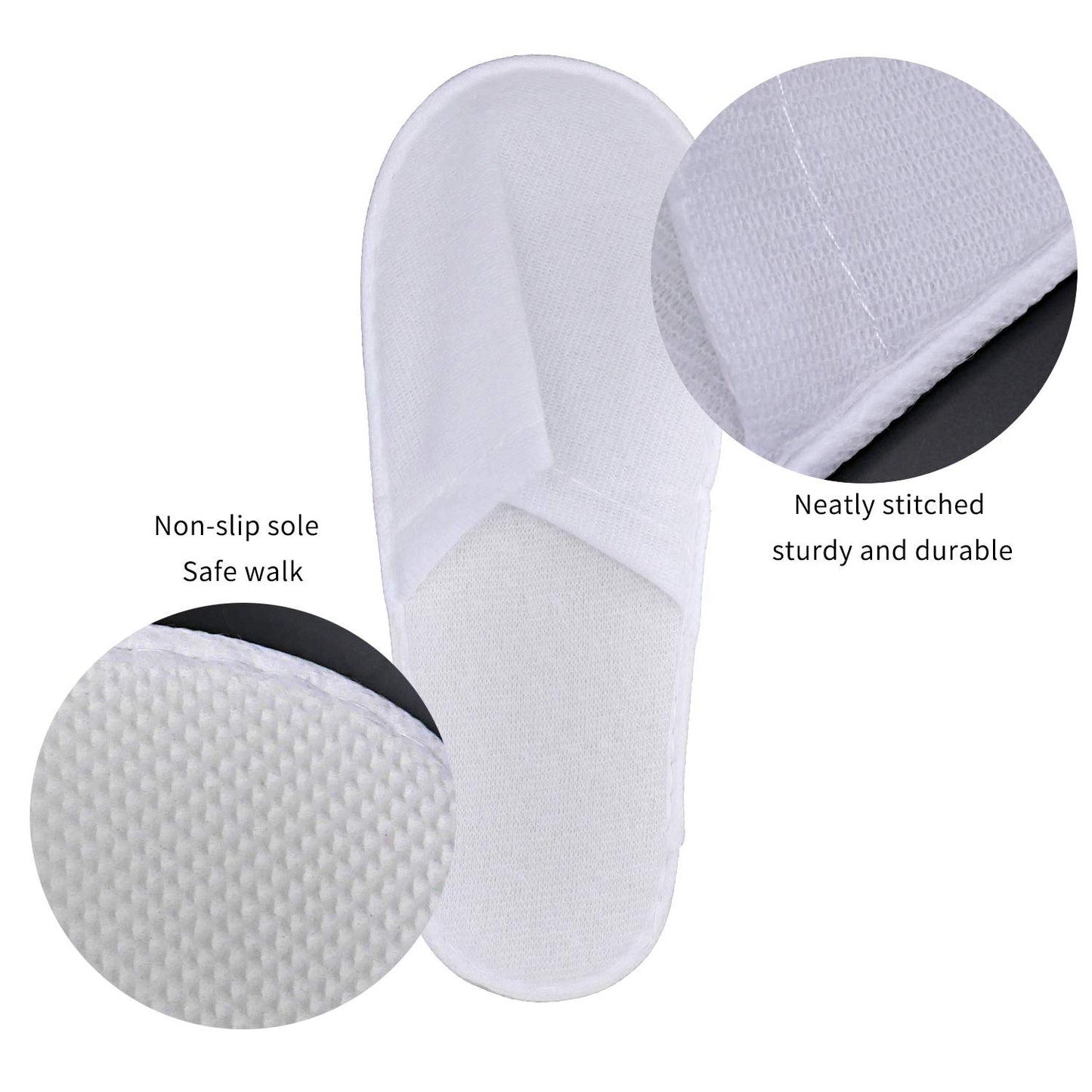 KRISMYA 24 Pairs Spa Slippers,Closed Toe Disposable Slippers White