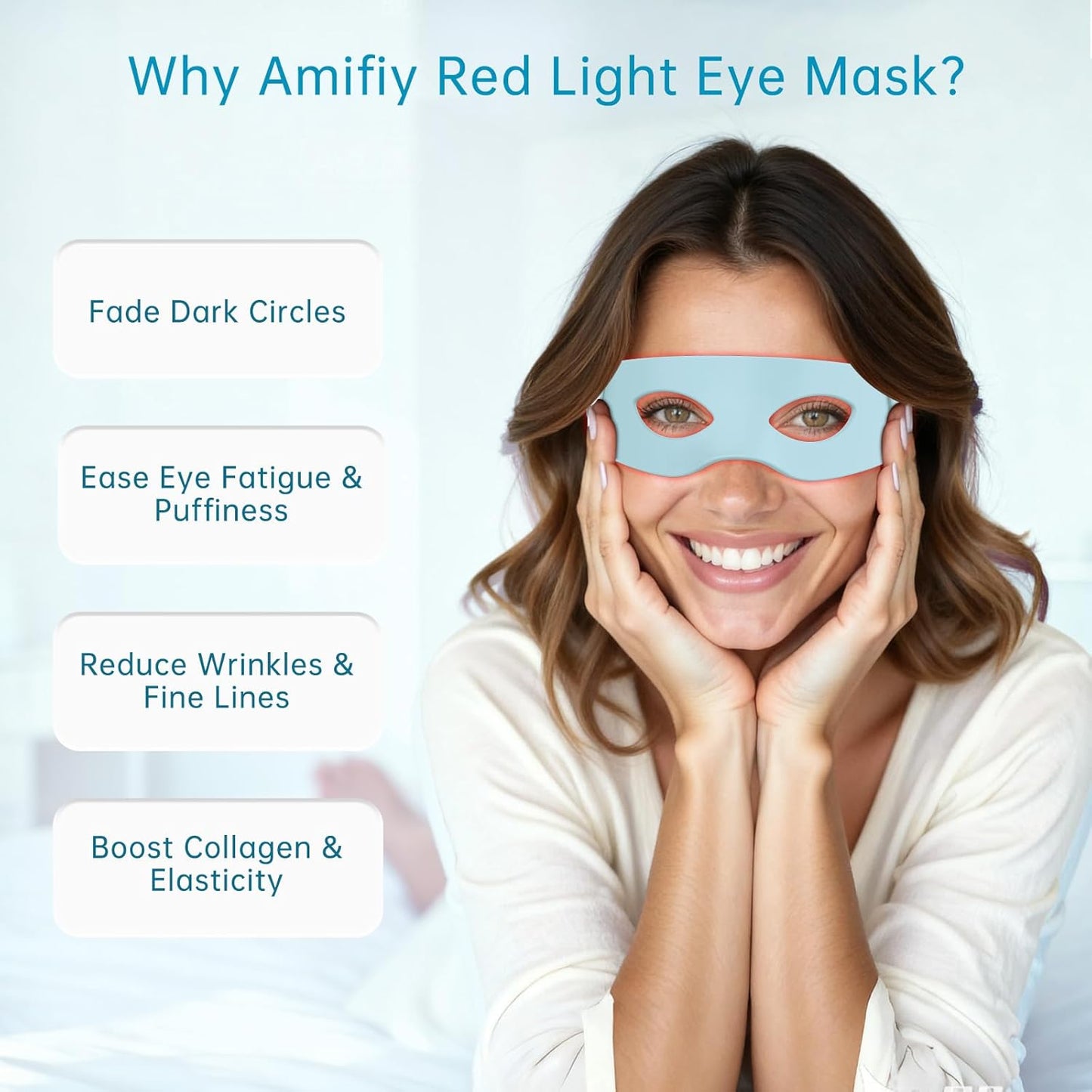 Red Light Therapy Eye Mask - NIR Infrared Device for Dark Circles, Puffiness & Wrinkles | Anti-Aging Treatment for Men & Women