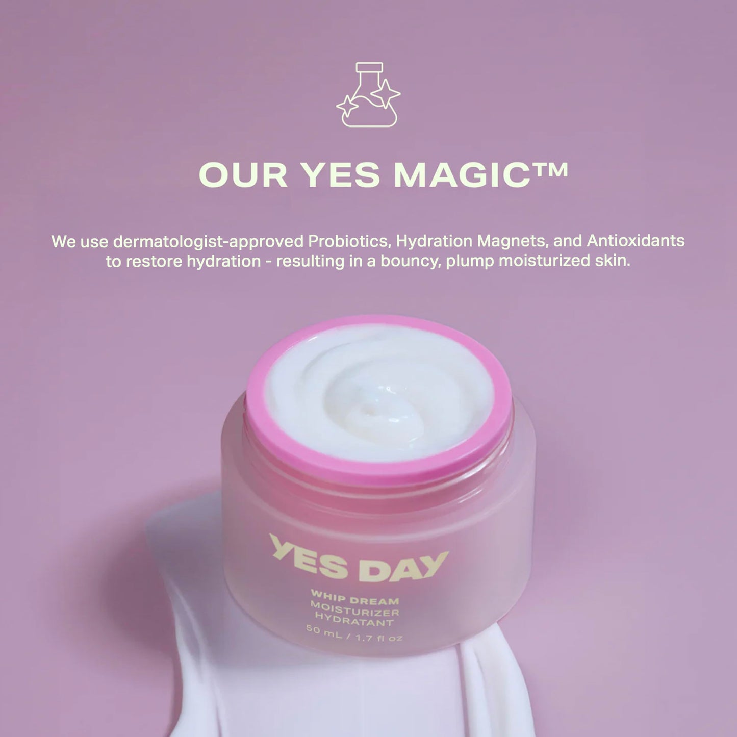 Yes Day Whip Dream Face Moisturizer for Teens – Whipped Airy Gel Cream for Glowing Skin – Clean Hydrating Skincare for Teens & Ages 10 Up, with Coconut and Vegan Ceramides (50ml)