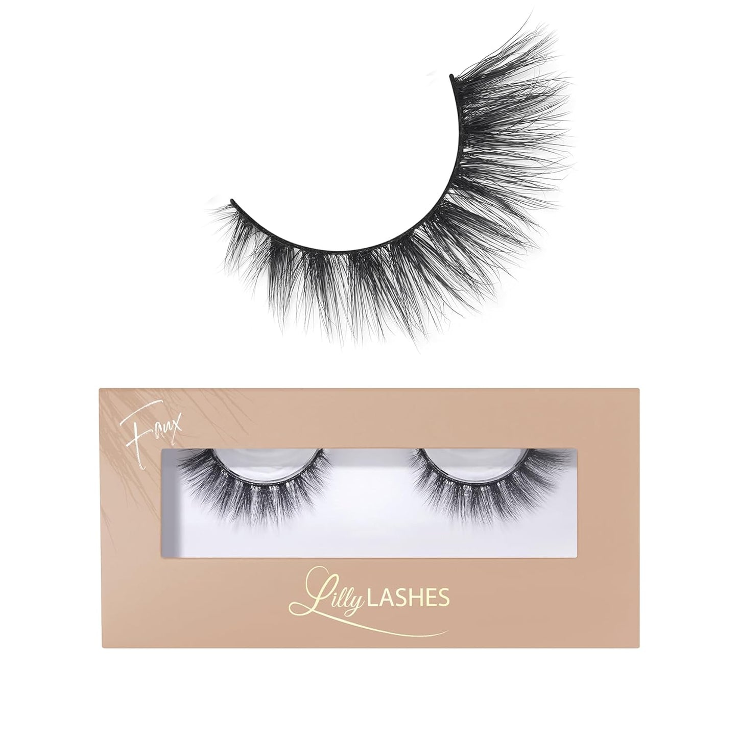 Lilly Lashes Naturale Faux Mink Cat Eye Eyelashes - Reusable Wispy 13mm Black Pair