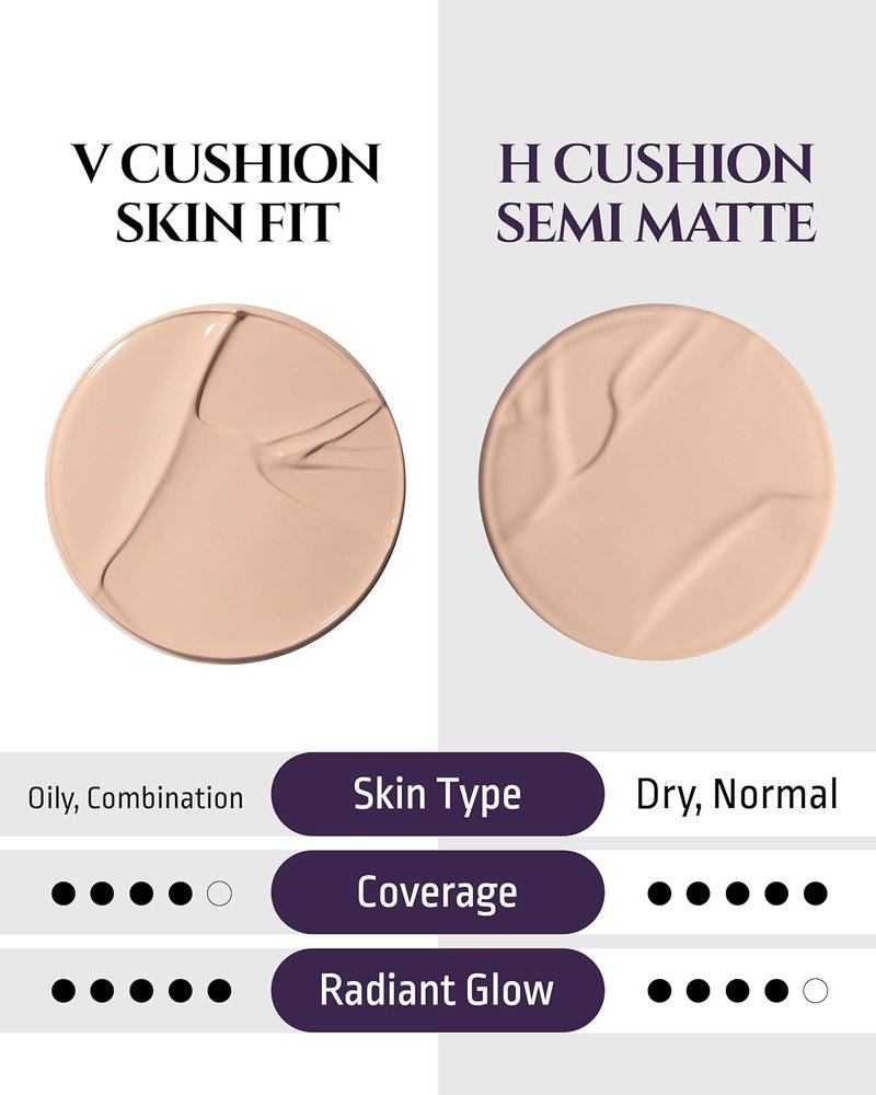 HEVVYMAKEUP V Cushion Skin Fit Foundation - Flawless Radiance for Oily & Combination Skin | Light Beige, 0.35oz