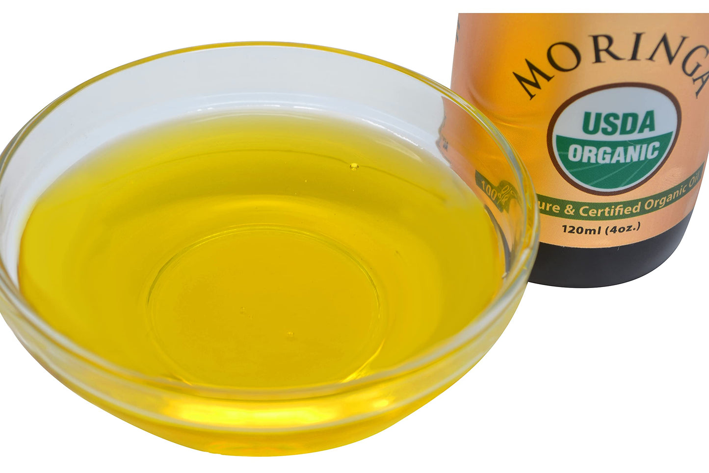 PRIME NATURAL Organic Moringa Oil USDA Certified, 100% Pure, Cold Pressed, Virgin, Unrefined Oil (4oz /120ml) - Moringa Dietary Supplement - Energy, Joints, Skin, Face, Body, Hair, Vegan, Food Grade