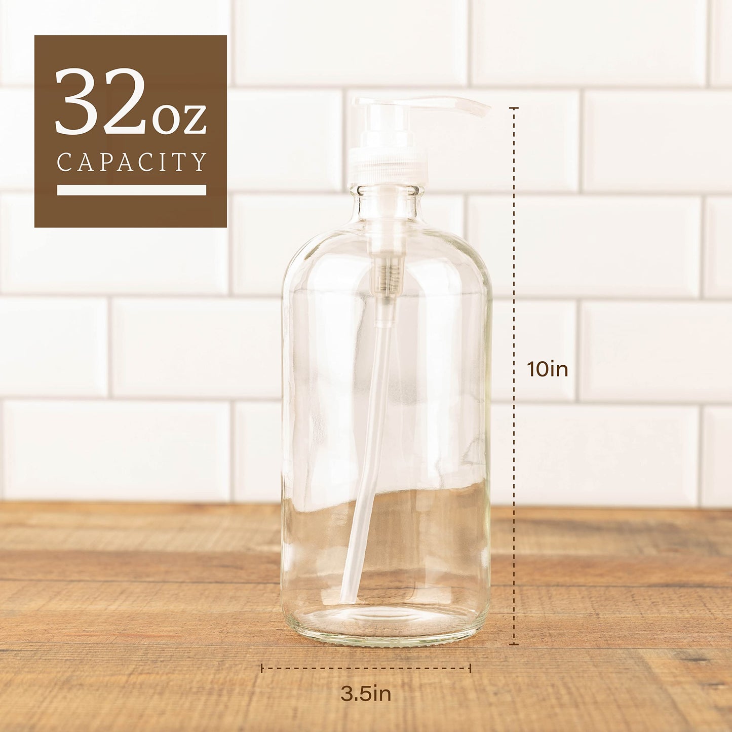 4 Pack of 32 Ounce Large Pump Bottles, Glass Refillable Containers for Lotions, Soaps, Oils, Sauces, Homemade Laundry Detergent - Food Grade - by kitchentoolz