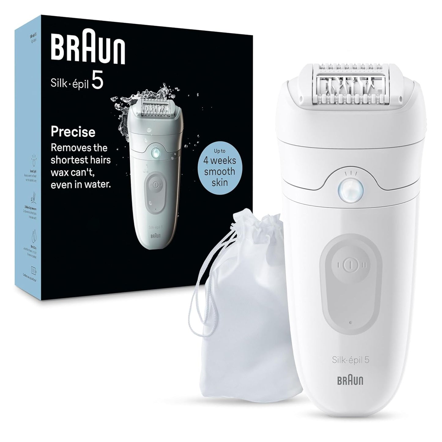 Braun Silk-épil 5 Epilator - Women's Hair Removal Device | Wet & Dry, Skin Contact Cap, Grey