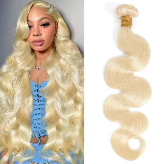 613 Blonde Body Wave Bundles Human Hair 14 Inch 613 Bundle 100% Unprocessed 12A Grade Brazilian Virgin Hair Bundles 1 Single Bundle Human Hair 613 Blonde Bundle Human Hair Extensions for Women