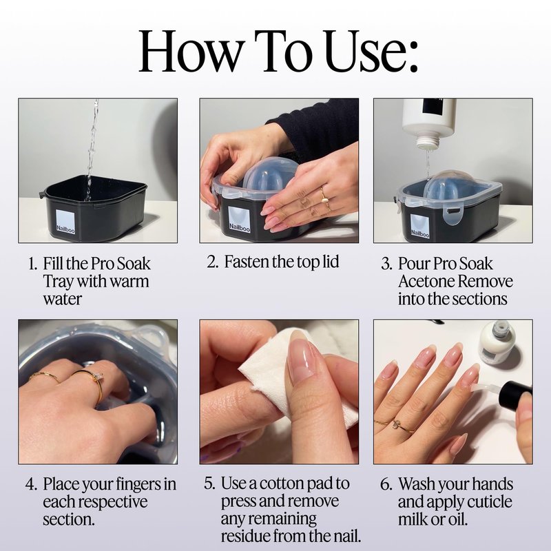 Nailboo 100% Acetone Nail Polish Remover & Soak Bowl, Gel Polish Remover for Nails, Pure Acetone Polish and Dip Powder Remover, Nail Salon Quality Removal, 16 Fl Oz