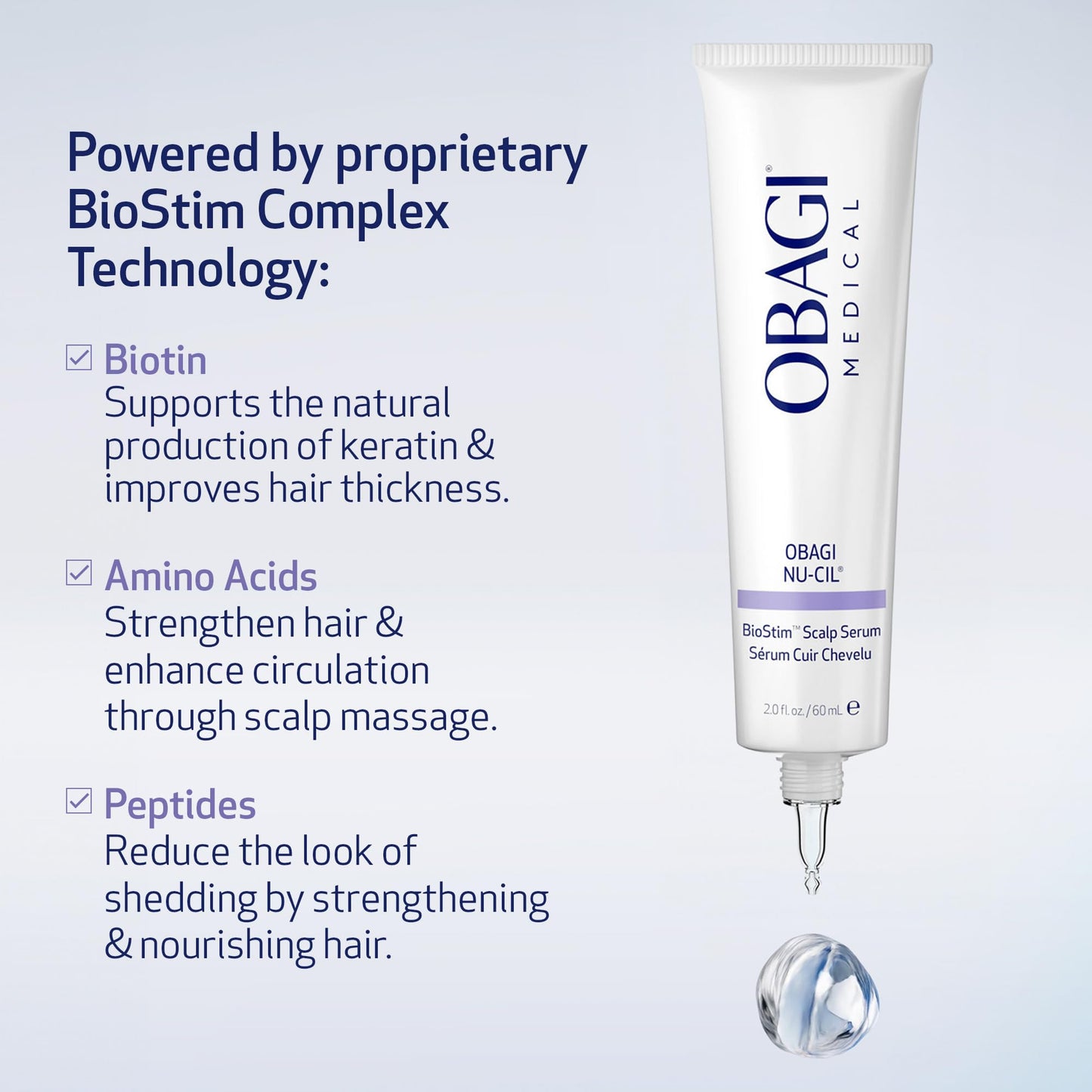 Obagi Nu-Cil BioStim Hair Scalp Serum with Biotin – Clinically Proven to Promote Scalp Health & Deliver Visibly Fuller, Denser Hair – Lightweight, Strengthens Follicles, & Encourages Regrowth – 2 oz