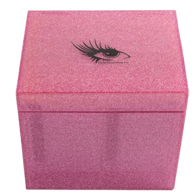 Sisiter 10 Layers Acrylic Eyelash Storage Box,Eyelash Holder Extension Tool,Makeup Organizer False Eyelashes Glue Pallet Holder, Grafting Eye lashes Close-Packed Display with 10 Pallets (pink)