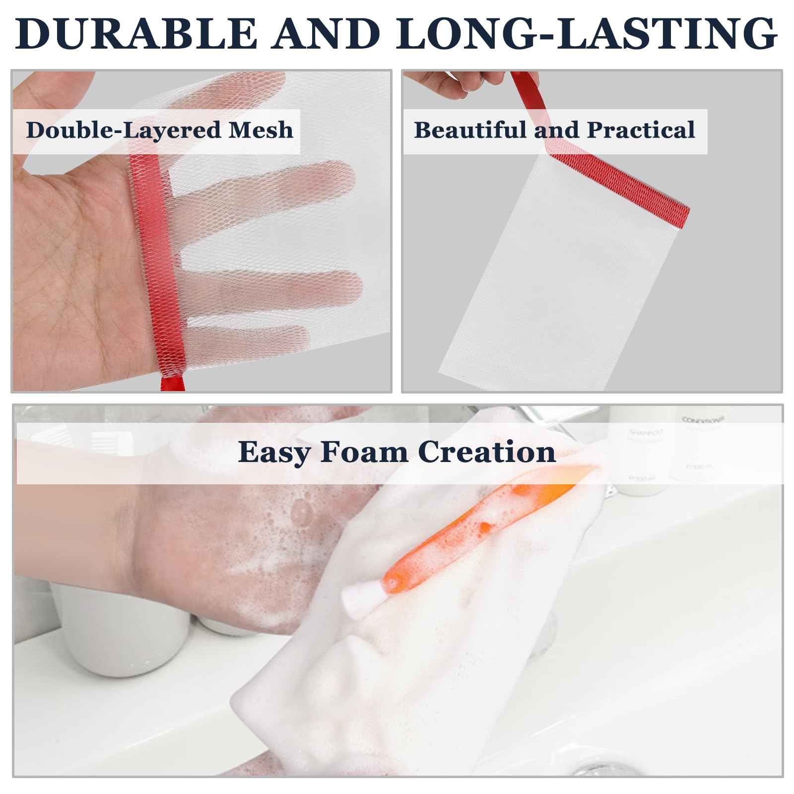 RMERVE 100 Pcs Soap Bag Soft for Shower, Exfoliating Soap Saver Pouch with Drawstring for Foaming and Drying soft for Shower Body Facial Cleaning Tool Easy to Bubble and Store Small Soap