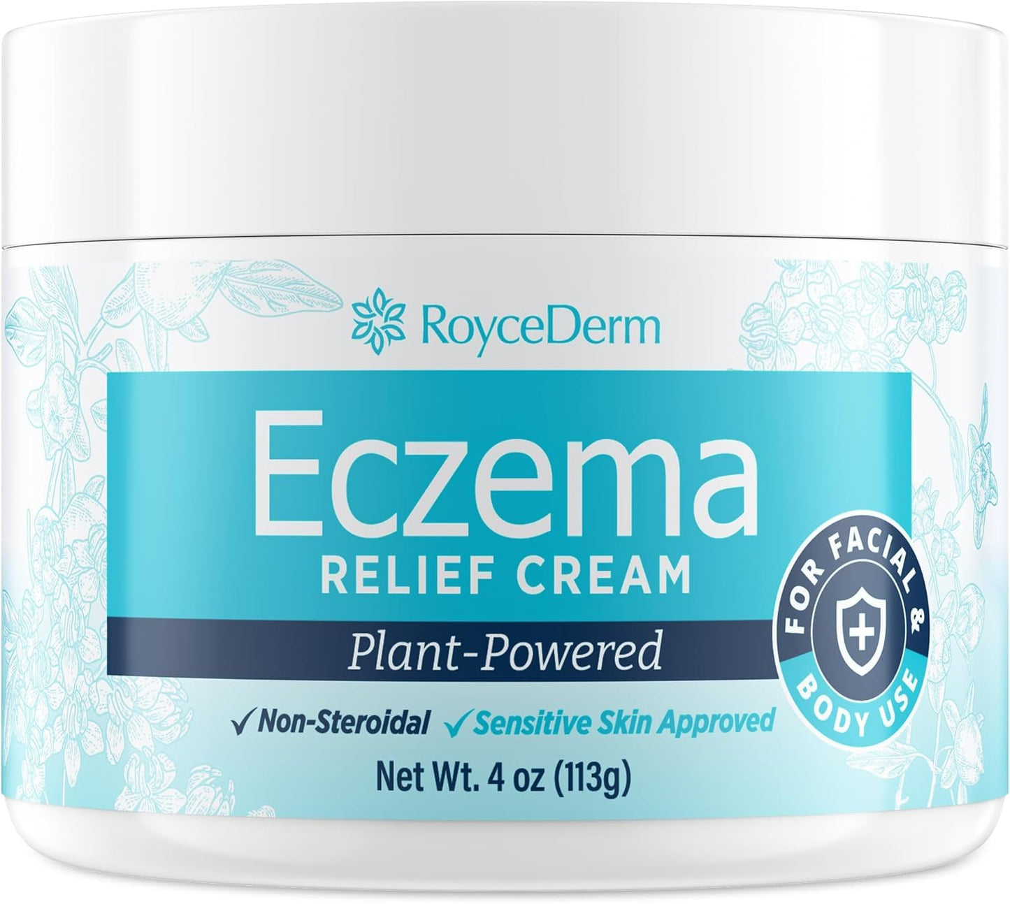 Roycederm Eczema & Psoriasis Cream for Dry, Itchy Skin – Moisturizer for Sensitive Skin, Eczema, Psoriasis & Dermatitis – 1% Colloidal Oatmeal + Ceramides – Steroid-Free for Adults, Kids & Babies