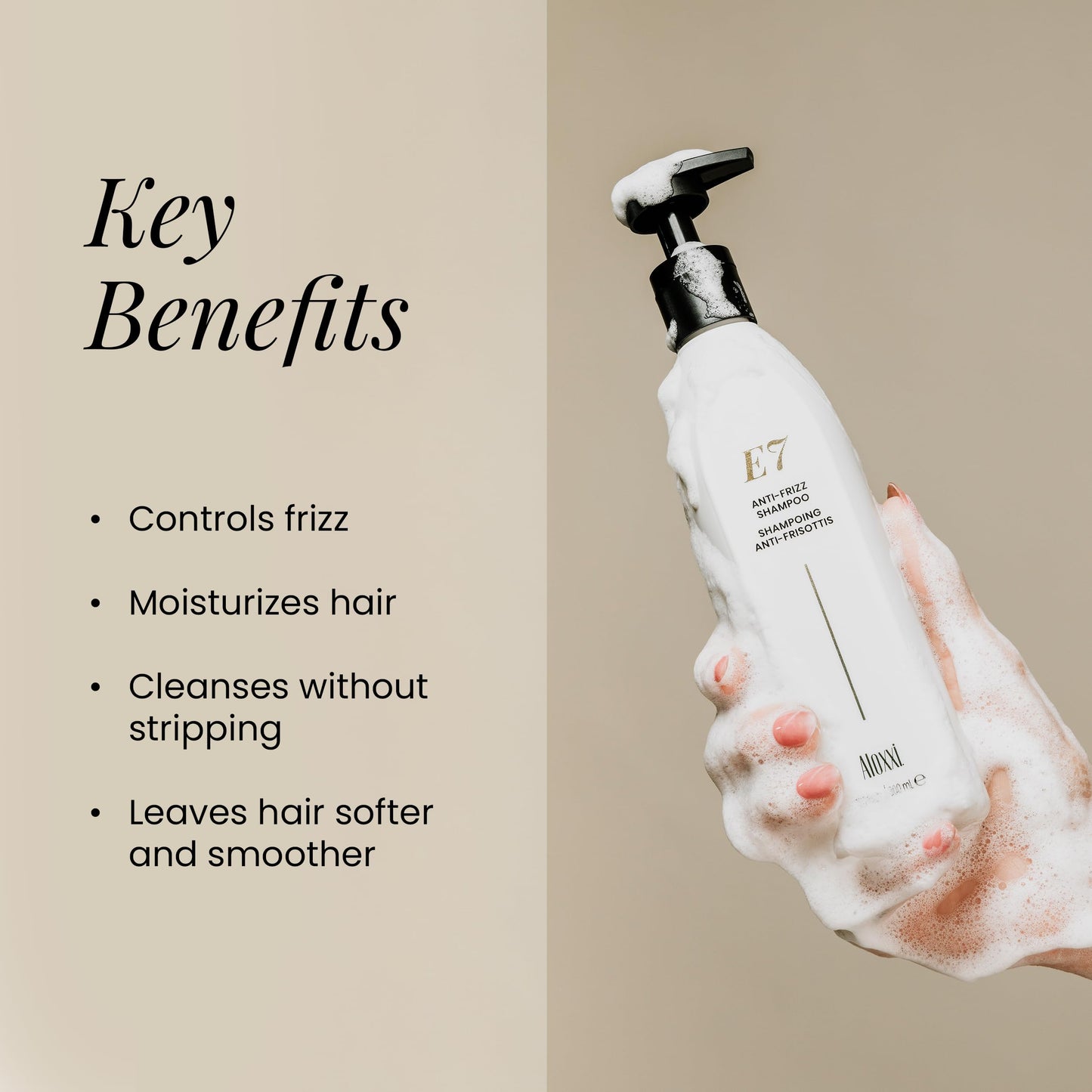 ALOXXI E7 Anti-Frizz Shampoo for Color-Treated Dry Damaged Hair Moisturizing & Strengthening with Cleansing Oils & Antioxidants, 10.1 Fl Oz