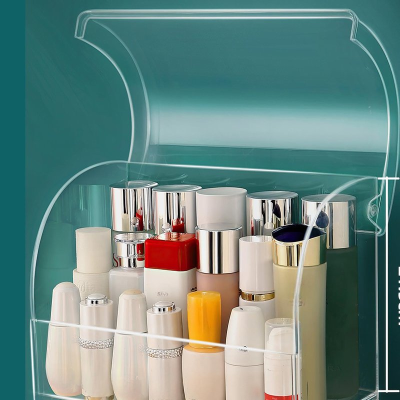 UShioart Clear Large Acrylic Makeup Organizer With Lid Cosmetic Storage Drawers Portable Makeup Organizers Dustproof And Waterproof Box For Women (14in)