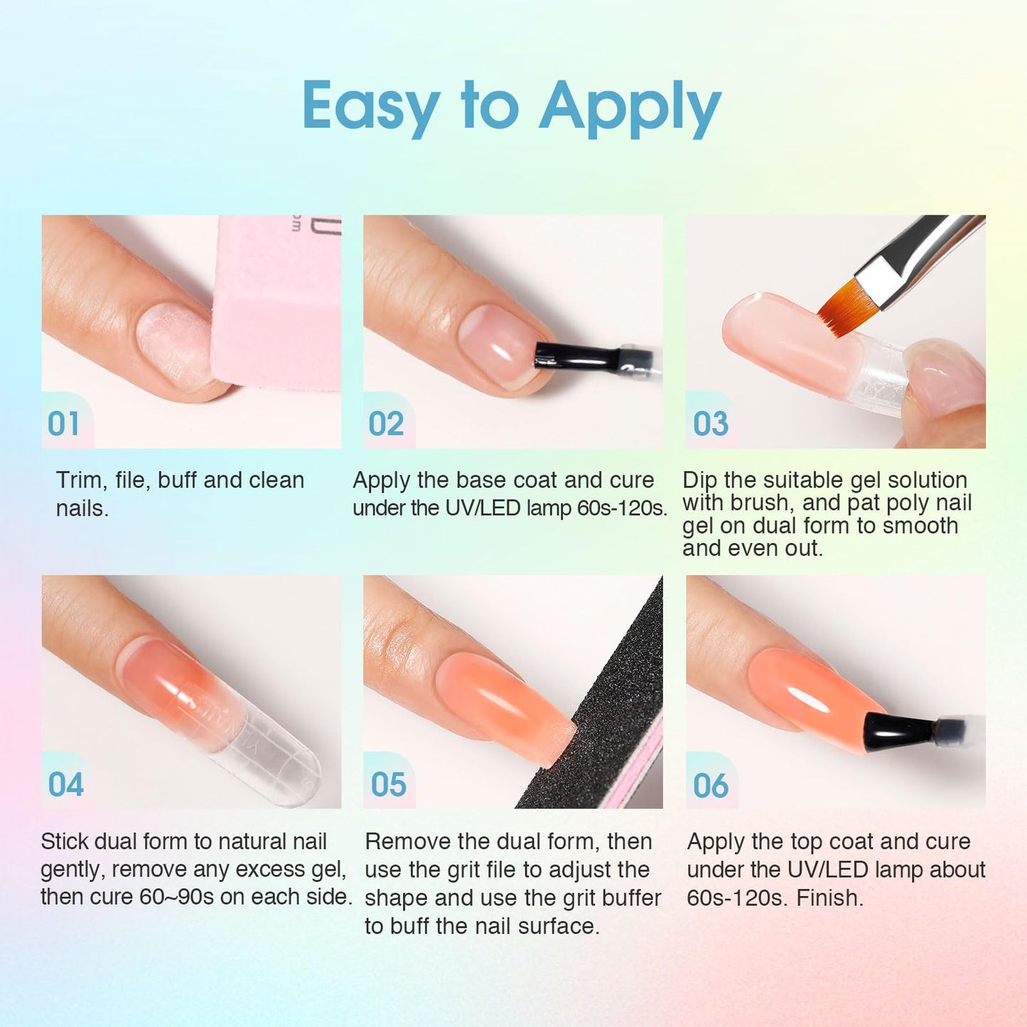 ROSALIND Neon Poly Nail Gel Kit, 14 Colors White Black Yellow Pink Poly Nail Gels Kit with Slip Solution and Mini Lamp Poly Nails Gel Starter Kits For All Seasons Beginner DIY at Home
