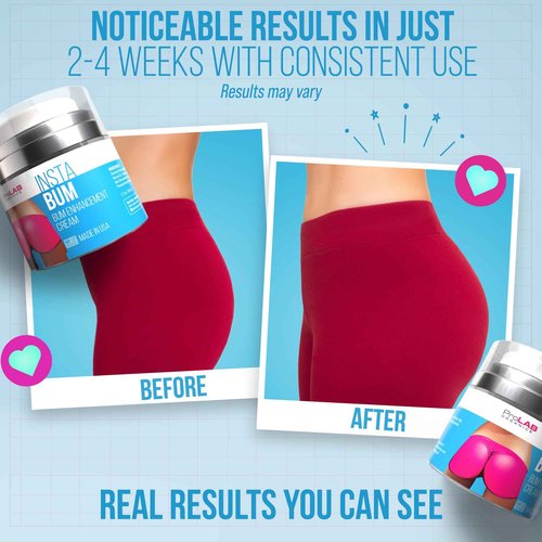 ProLab Organics InstaBum Butt Enhancement Cream – Butt Lift and Firming for a Bigger, Rounder, Perkier Bum – Brazilian Booty Growth Cream with Voluplus, Maca, Wild Yam, and Gotu Kola – Made in USA