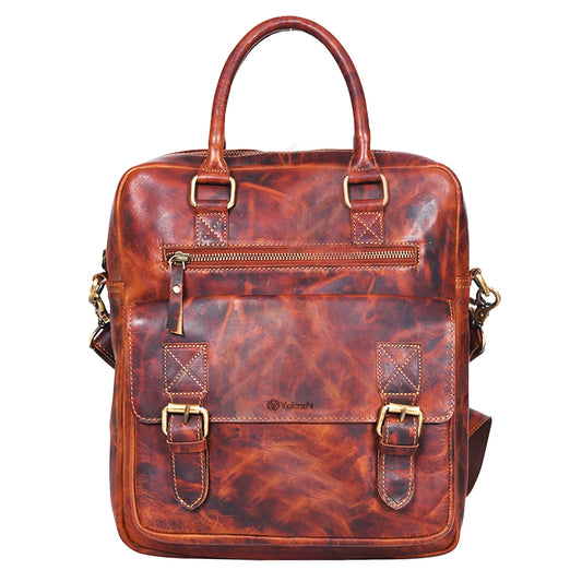 VALENCHI Leather Messenger Bag For Men - Laptop Messenger Briefcase & Shoulder Bag-Office, Work, Travel