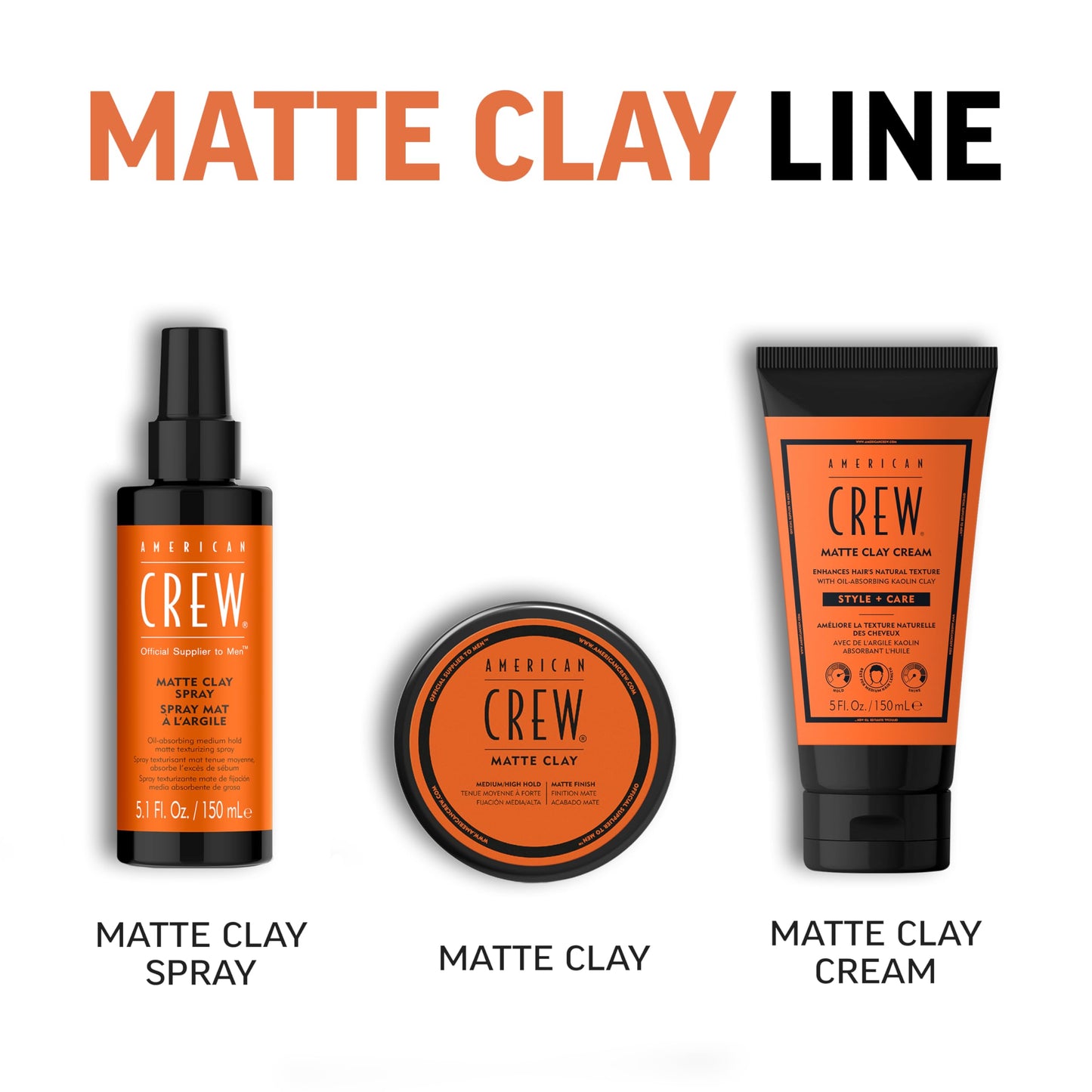 AMERICAN CREW Matte Clay Cream, Thickening & Defining Hair Clay with Kaolin Clay & Coconut Oil, Medium Hold Matte Finish for Fine & Straight Hair, 5 Fl Oz