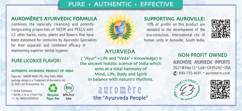 Auromere Ayurvedic Herbal Neem & Clove Toothpaste - All Natural Fluoride Free Toothpaste for Adults and Kids, Suitable for Sensitive Teeth, SLS-Free, Non GMO, Vegan, Cruelty-Free - 3 Pack
