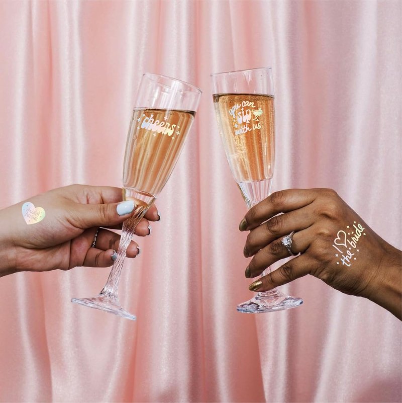 Wedding Cheers Bachelorette Temporary Tattoos - 80+ Glitter Designs | Fun Party Favors for Bridesmaids & Bridal Showers