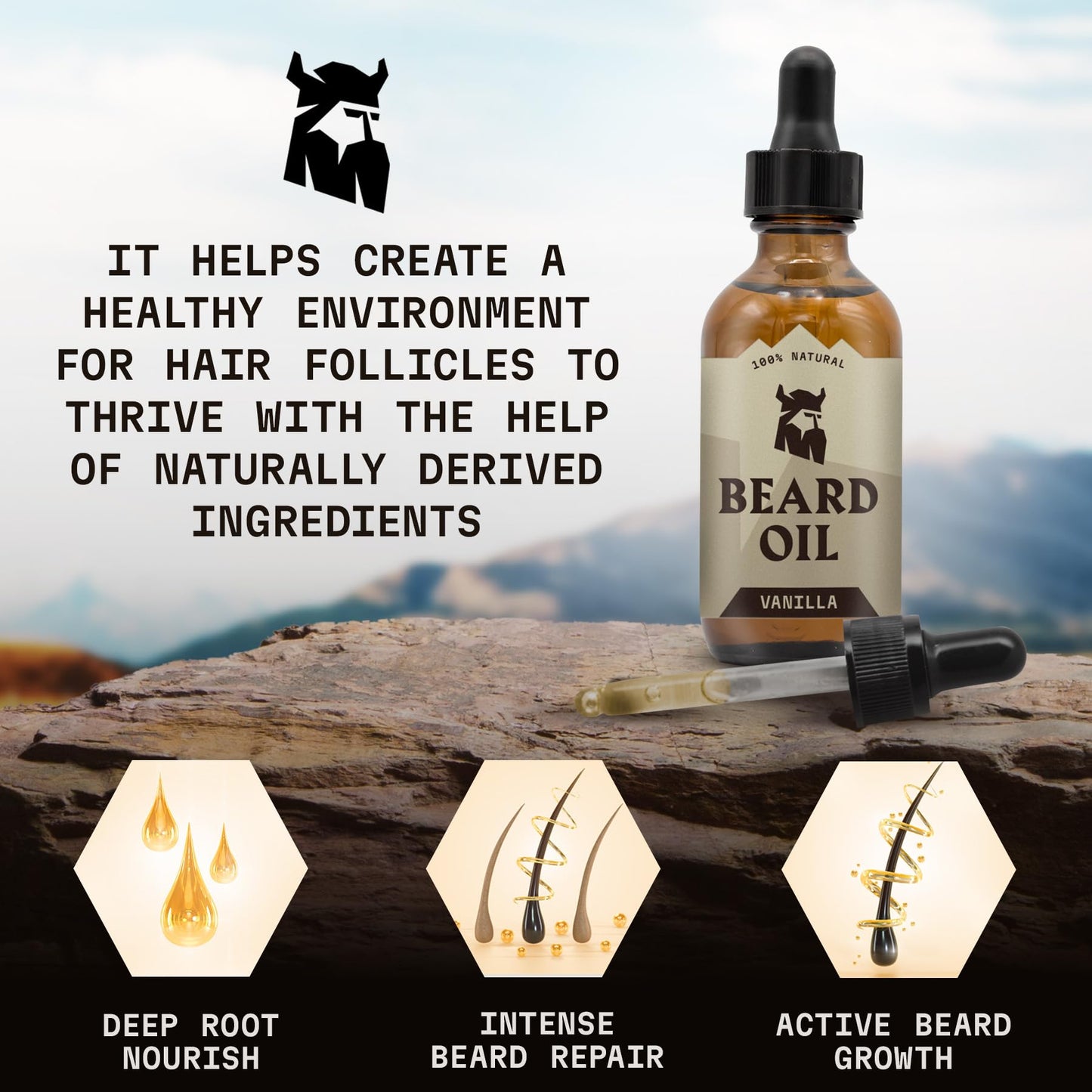 Striking Viking Beard Oil for Men - Naturally Derived Conditioner with Almond, Tea Tree, Argan & Jojoba Oil for Beard Growth, Softening & Moisturizing