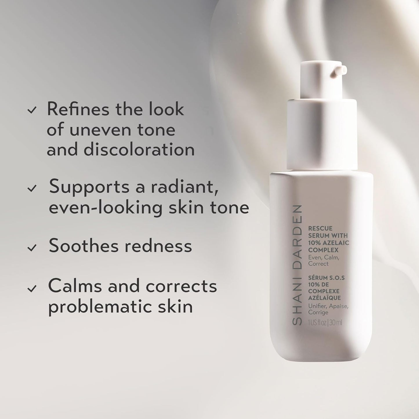 Shani Darden Rescue Serum - 10% Azelaic Acid for Redness & Acne Relief | Lightweight Hydrating Formula, 1 fl oz