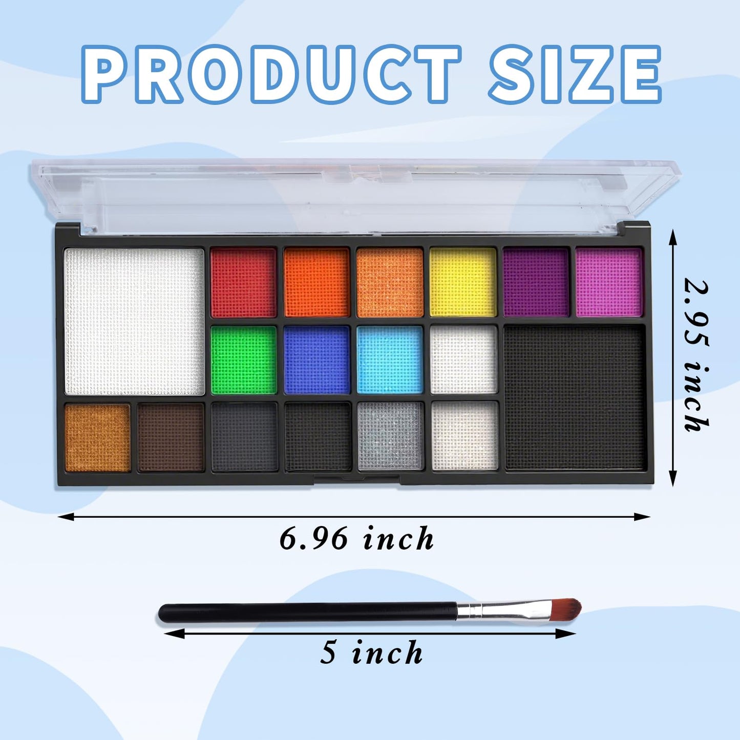 Catephe Face Painting Kit for Kids, 18 Colors Body Paint Set With Brushes, Body Makeup Kit for Makeup Parties, Halloween
