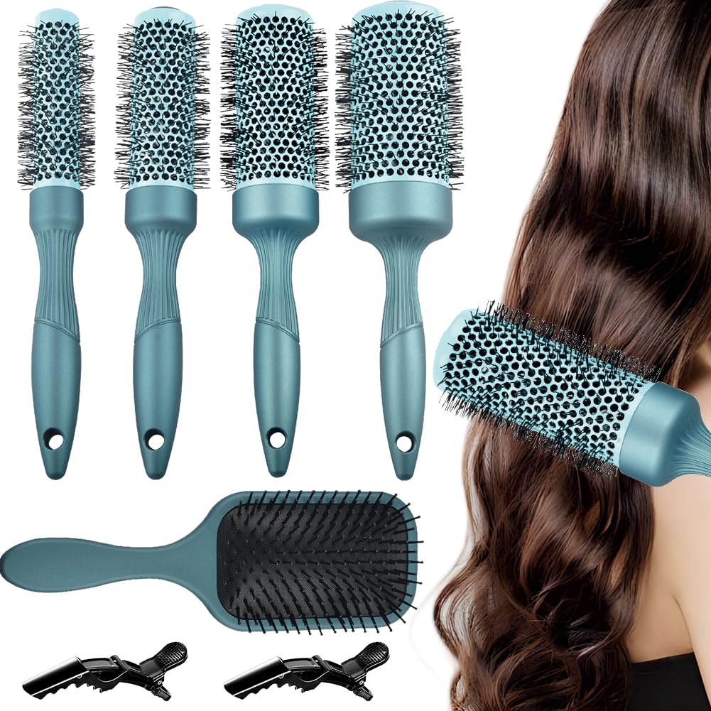 Round Thermal Barrel Brush Set - Professional Heat Styling & Curling Brushes | 5 Sizes for Shiny Hair