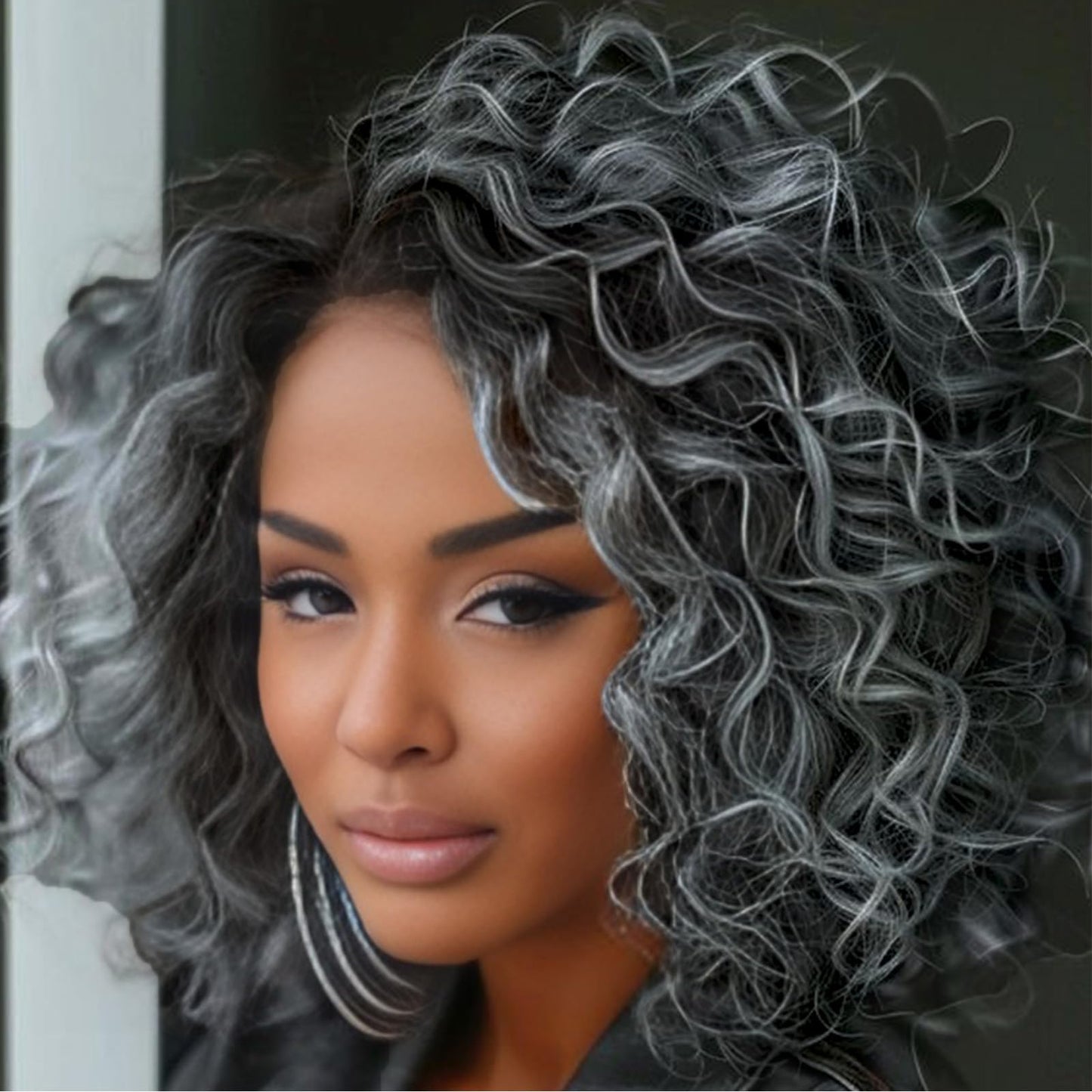 XSASLYET GoGo Curl Crochet Hair for Black Women, 10 Inch 8 Packs Pre Looped Synthetic Water Wave Braids, Deep Wave Curly Crochet Hair Extensions (1B/Grey)