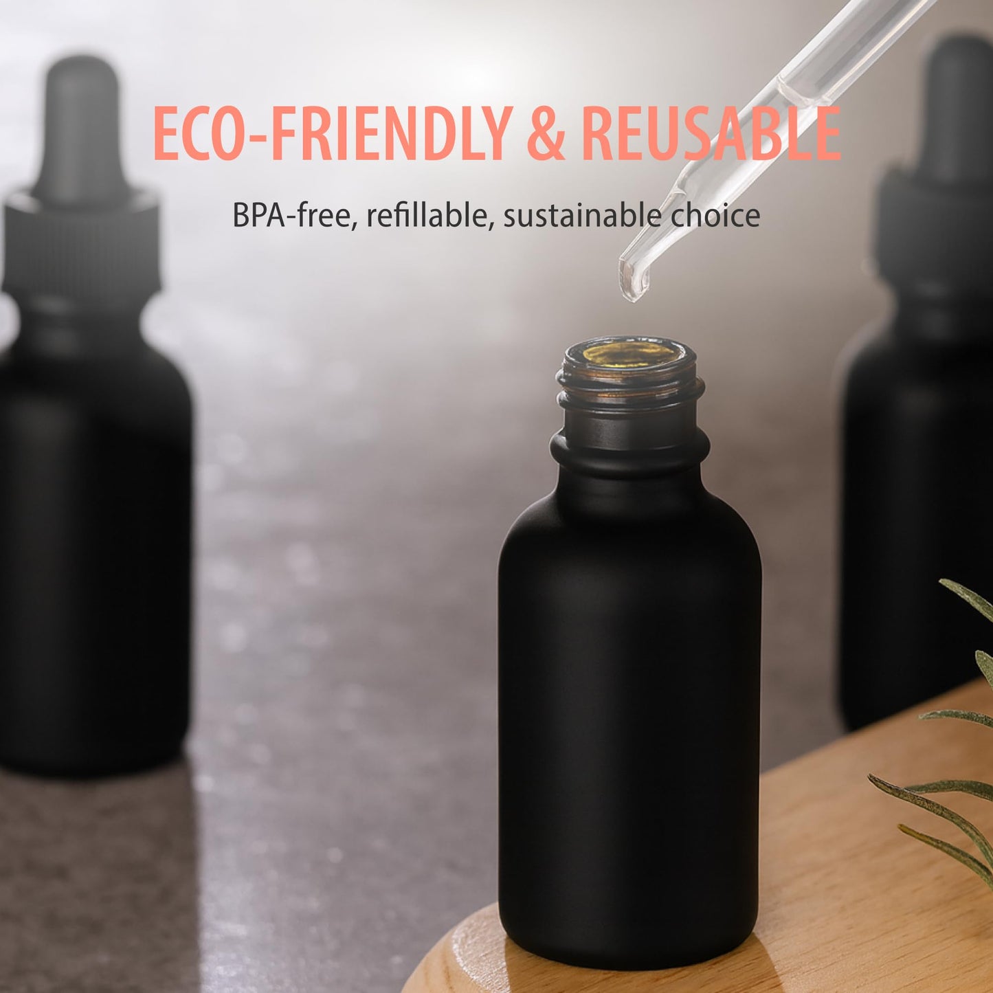 Focus Nutrition Black Boston Round 1 oz Dropper Bottles | Glass Dropper Bottles for Essential Oils & Aromatherapy | Travel Size 1 oz | 24 Pack