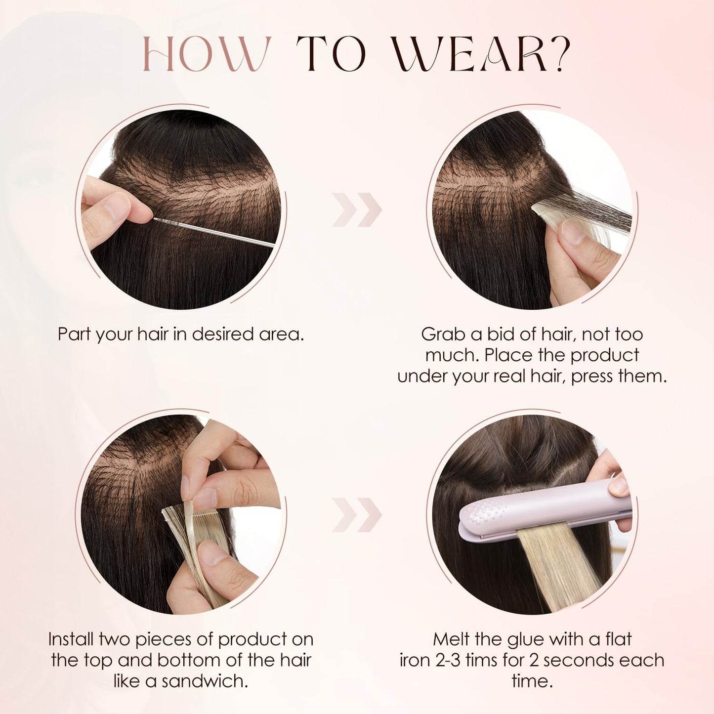 Human Hair Tape in Extensions-Double Stitched,SLEEKALON Free-cut Mini Tape ins Real Hair Extension Jet Black Invisible Seamless Straight Double Side Tape Hair Extension-20 Inch,20pcs 50g,#01